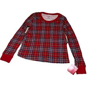 Wondershop Women's PJ Pajama Long Sleeve Shirt Size M - Red/Plaid - NEW NWT